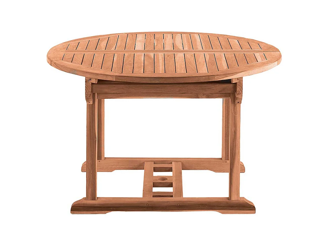 Ausziehbarer Gartentisch aus Teak Massivholz rund