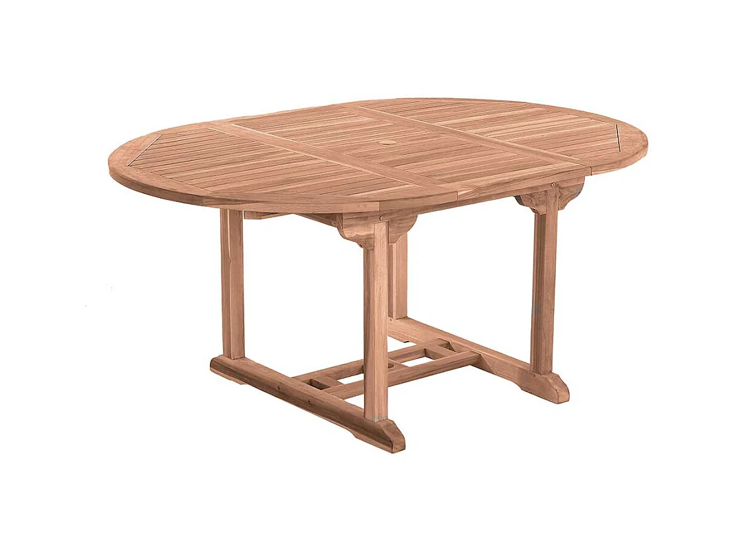 Ausziehbarer Gartentisch aus Teak Massivholz rund