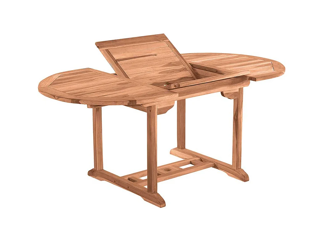 Ausziehbarer Gartentisch aus Teak Massivholz rund