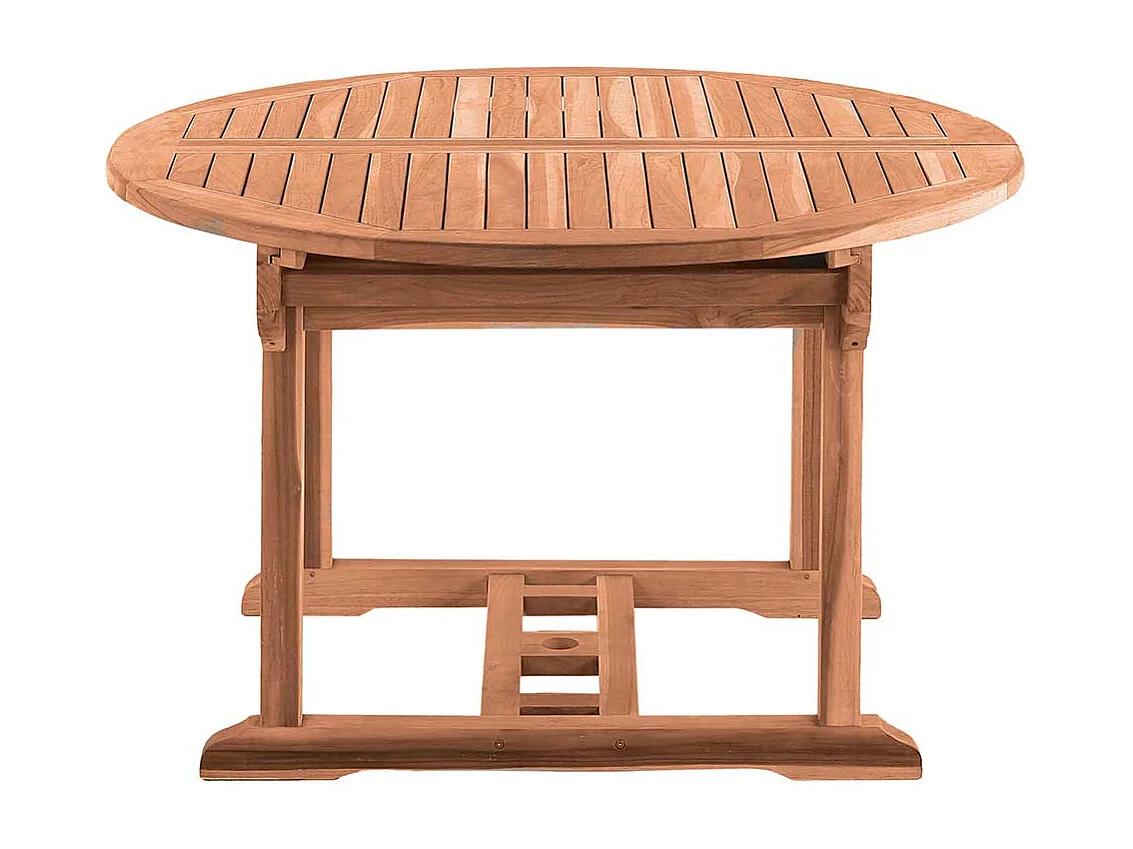 Ausziehbarer Gartentisch aus Teak Massivholz rund