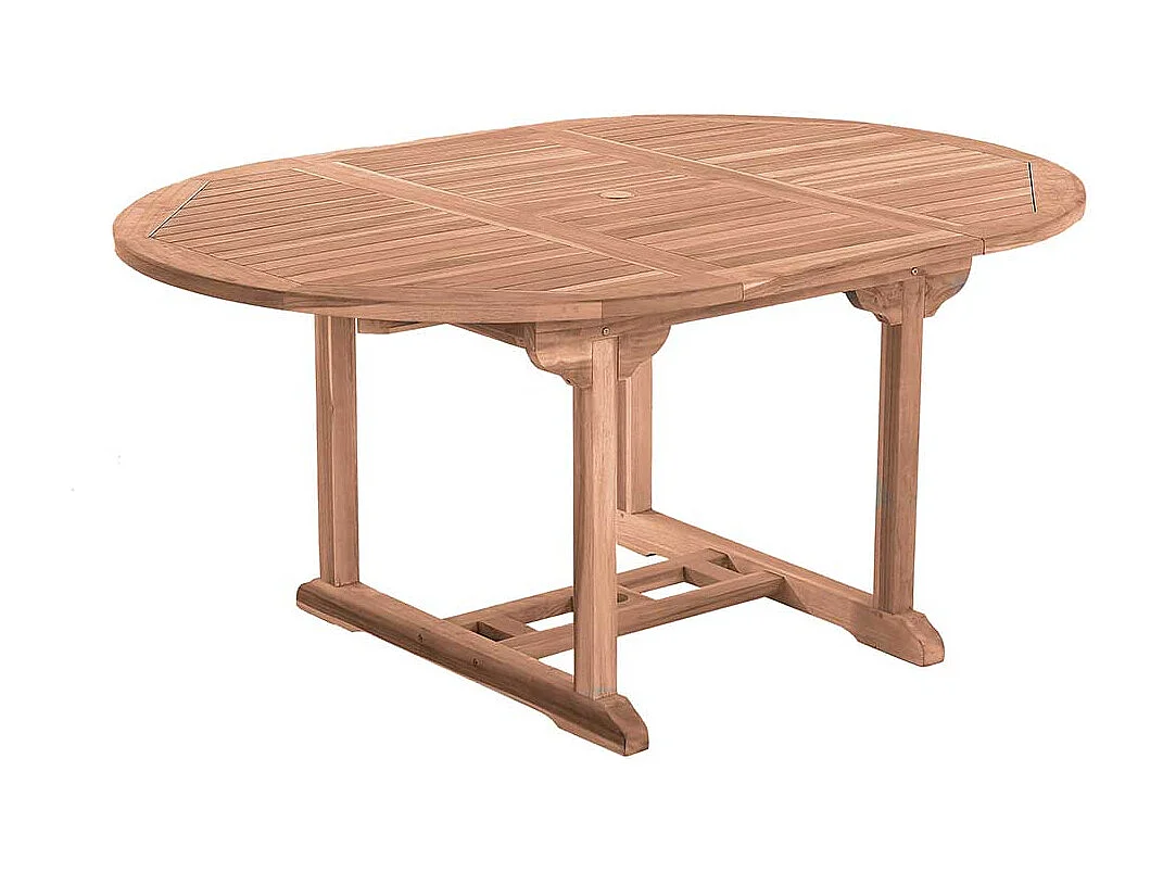 Ausziehbarer Gartentisch aus Teak Massivholz rund