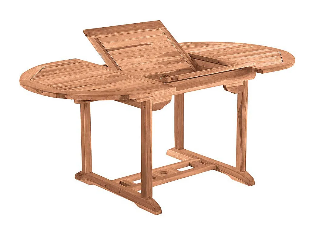 Ausziehbarer Gartentisch aus Teak Massivholz rund