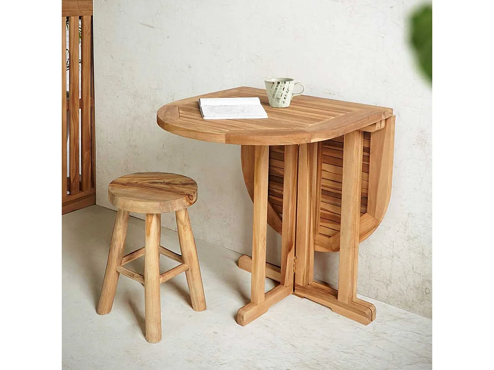 Gartentisch klappbar aus Teak Massivholz 75 cm hoch