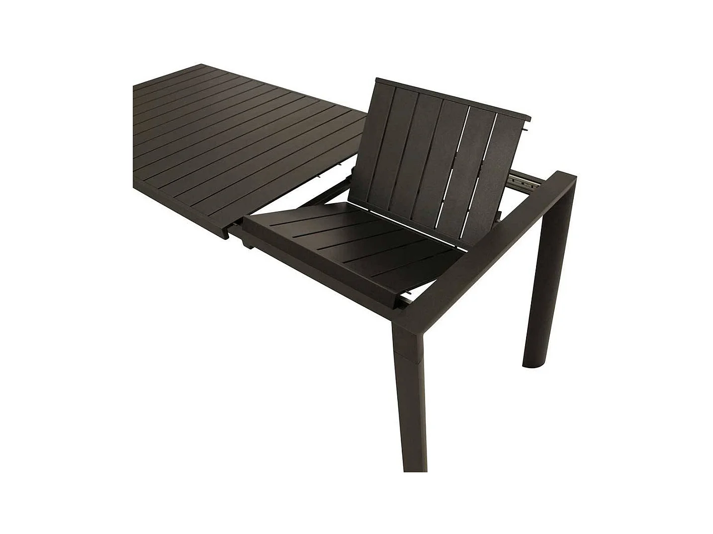 Aluminium Terrassentisch in Dunkelgrau Front Butterflyauszug