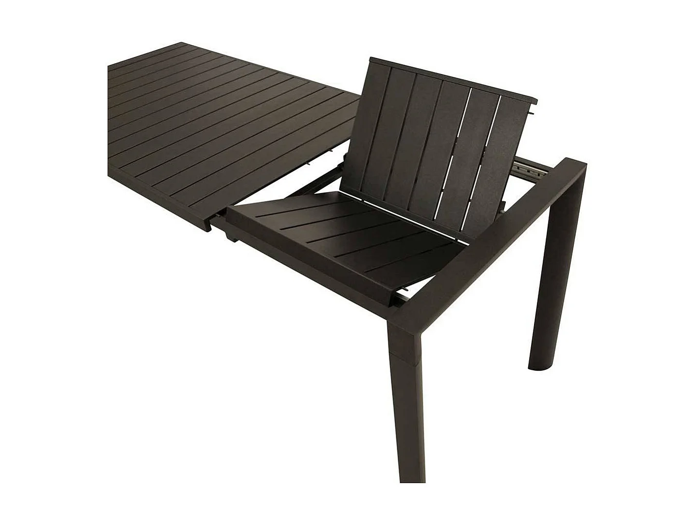 Aluminium Terrassentisch in Dunkelgrau Front Butterflyauszug