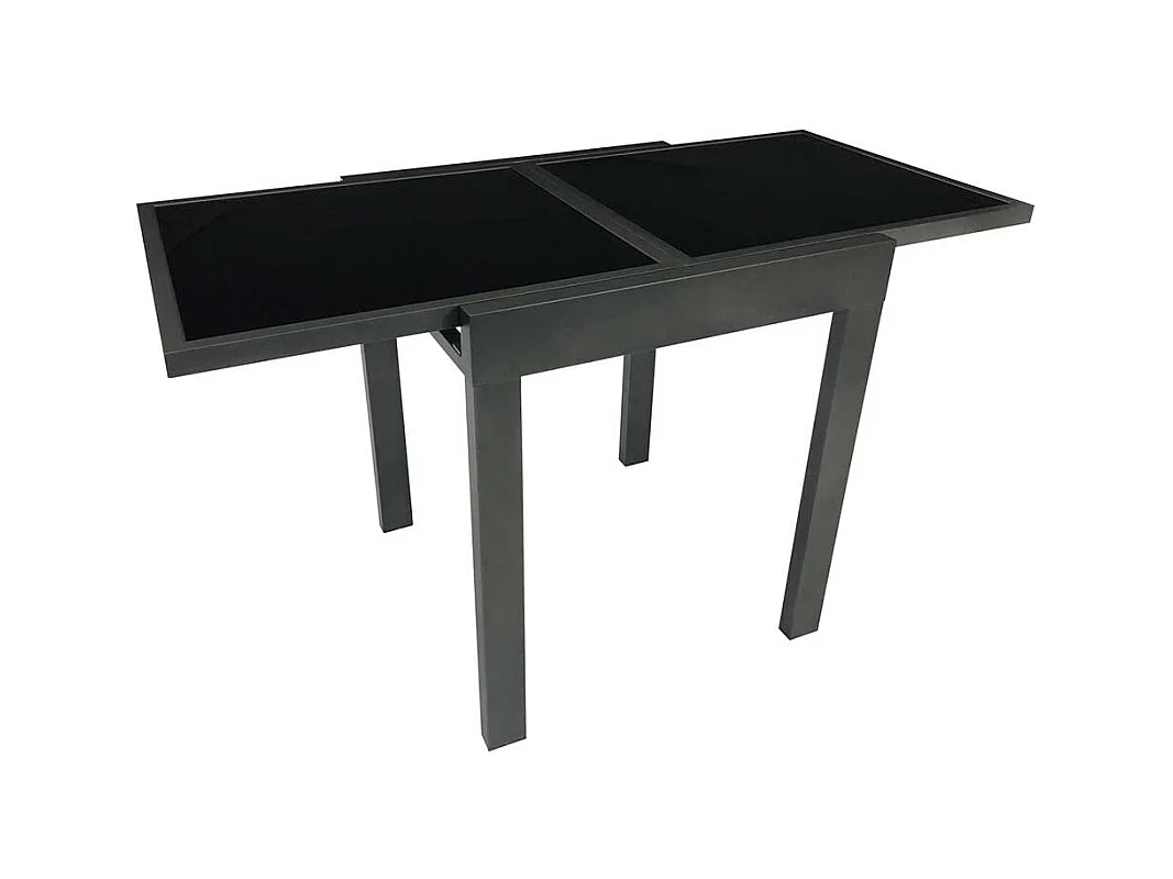 Terrassen Ausziehtisch in Anthrazit Schwarzglasplatte