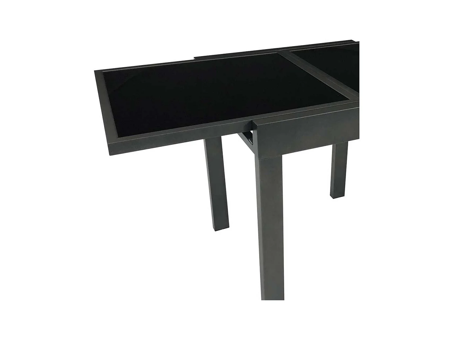 Terrassen Ausziehtisch in Anthrazit Schwarzglasplatte