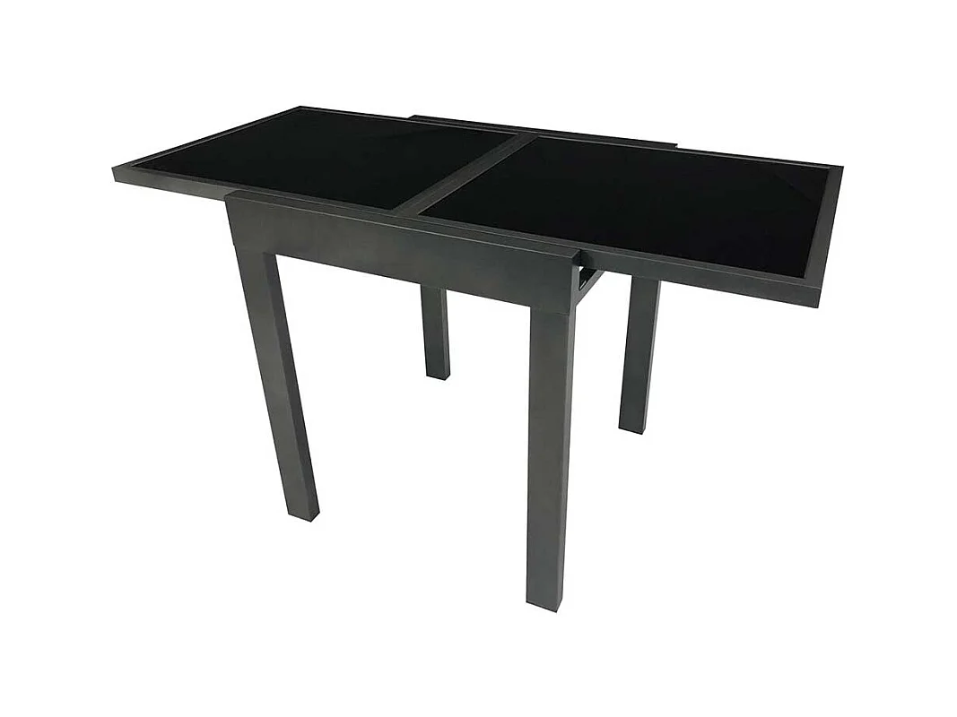 Terrassen Ausziehtisch in Anthrazit Schwarzglasplatte