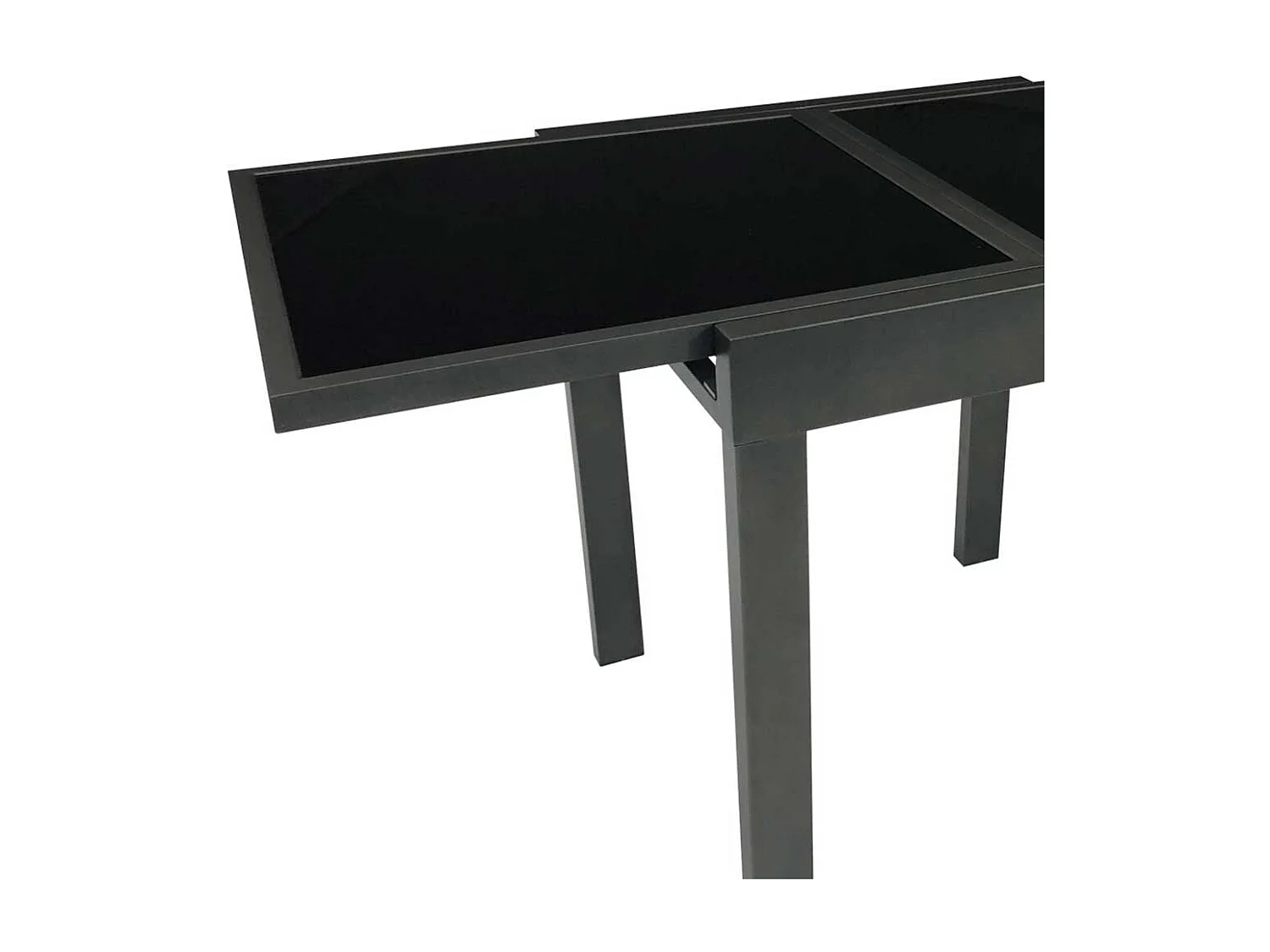 Terrassen Ausziehtisch in Anthrazit Schwarzglasplatte