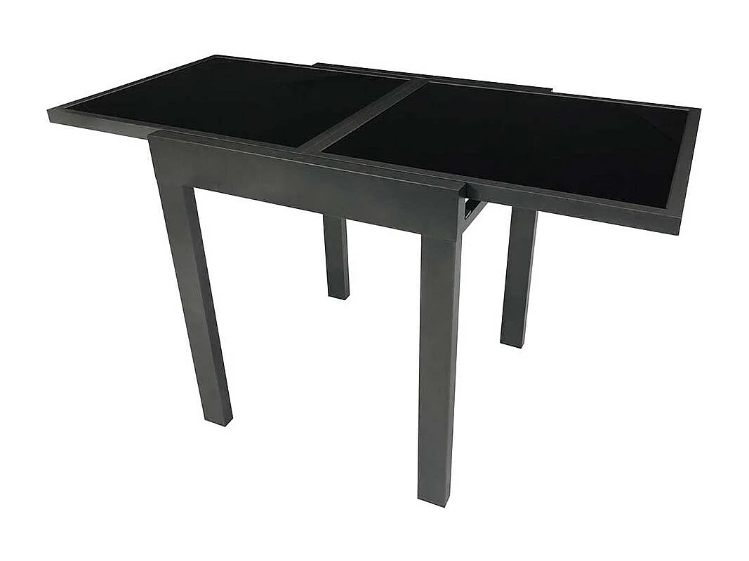 Terrassen Ausziehtisch in Anthrazit Schwarzglasplatte
