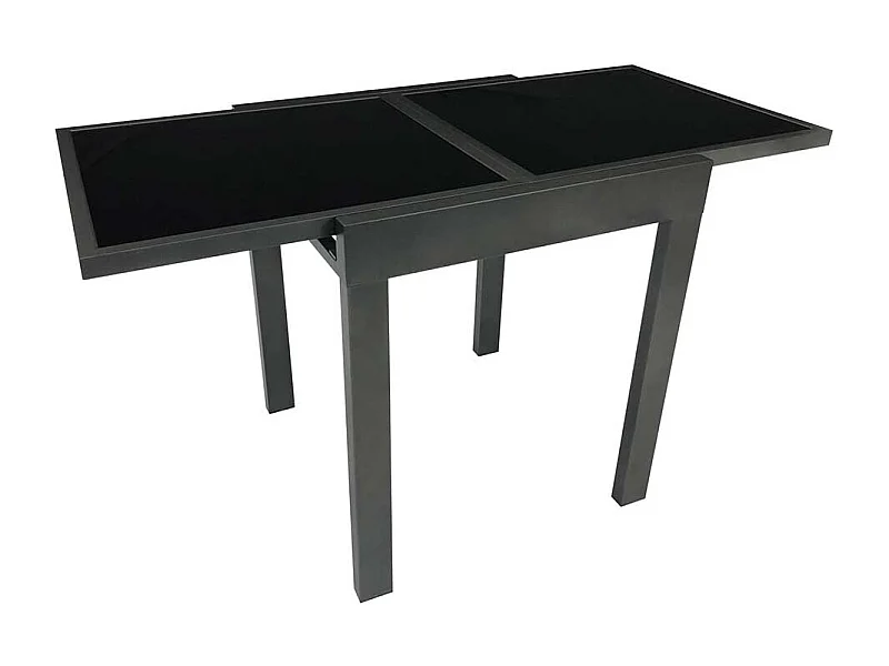 Terrassen Ausziehtisch in Anthrazit Schwarzglasplatte