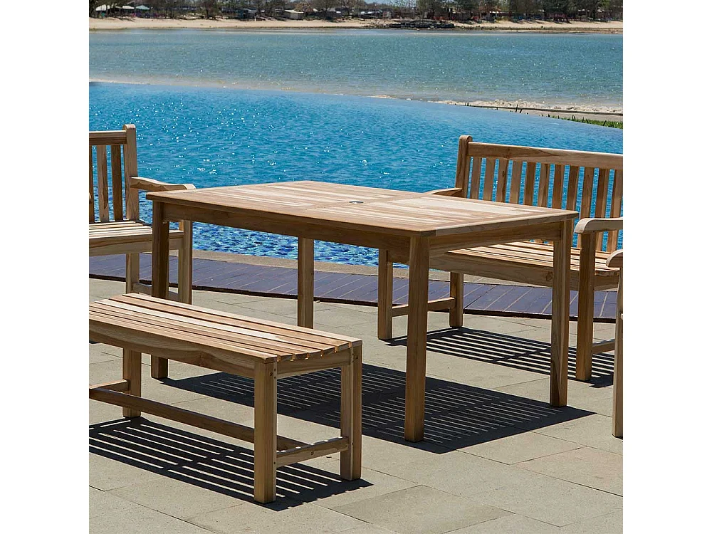 Holzgartentisch 150 cm breit Teak massiv