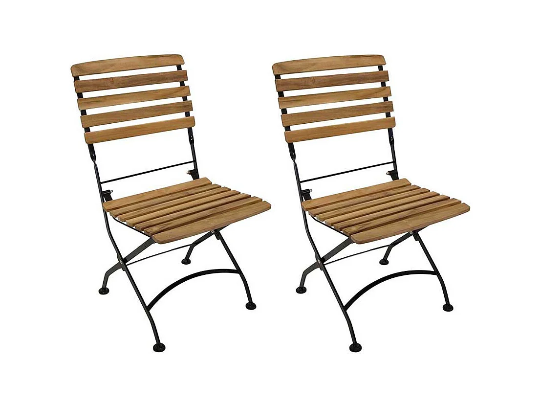 Gartenklappstühle aus Teak Massivholz und Stahl (2er Set)