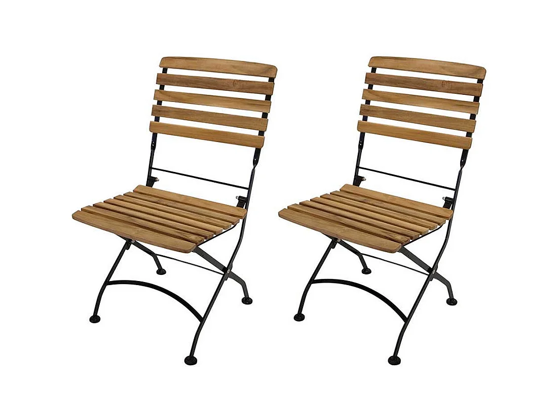 Gartenklappstühle aus Teak Massivholz und Stahl (2er Set)