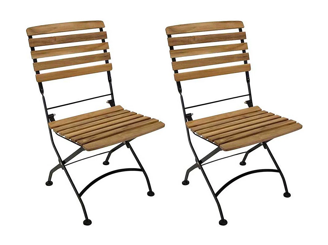 Gartenklappstühle aus Teak Massivholz und Stahl (2er Set)