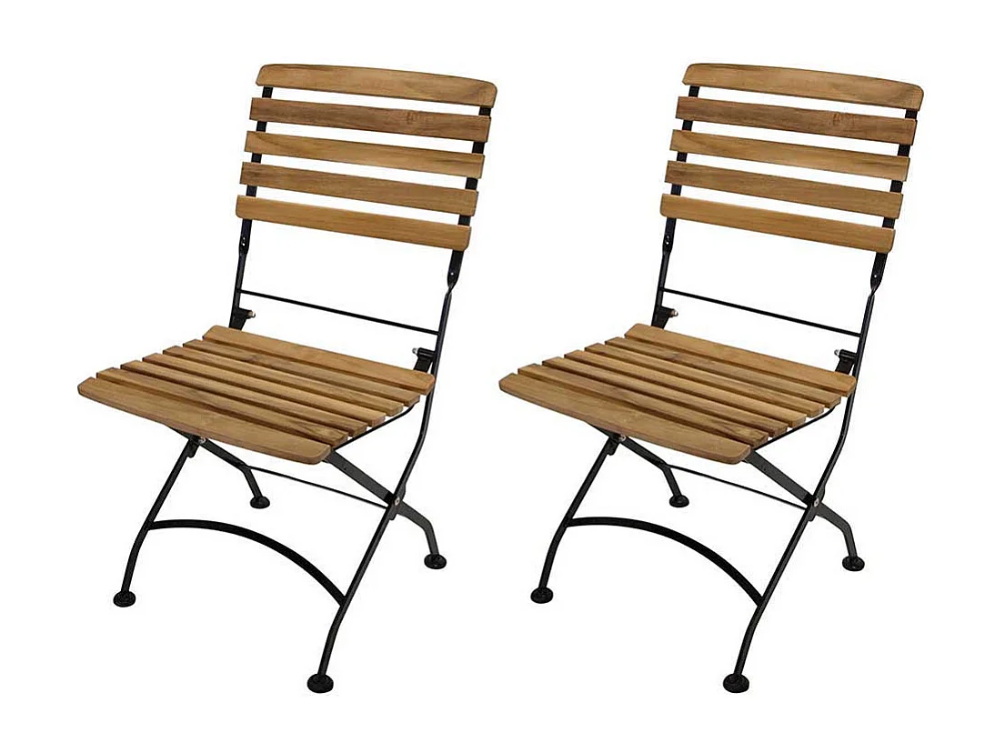 Gartenklappstühle aus Teak Massivholz und Stahl (2er Set)