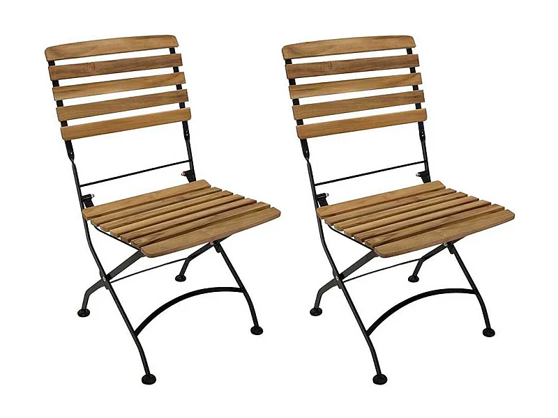 Gartenklappstühle aus Teak Massivholz und Stahl (2er Set)