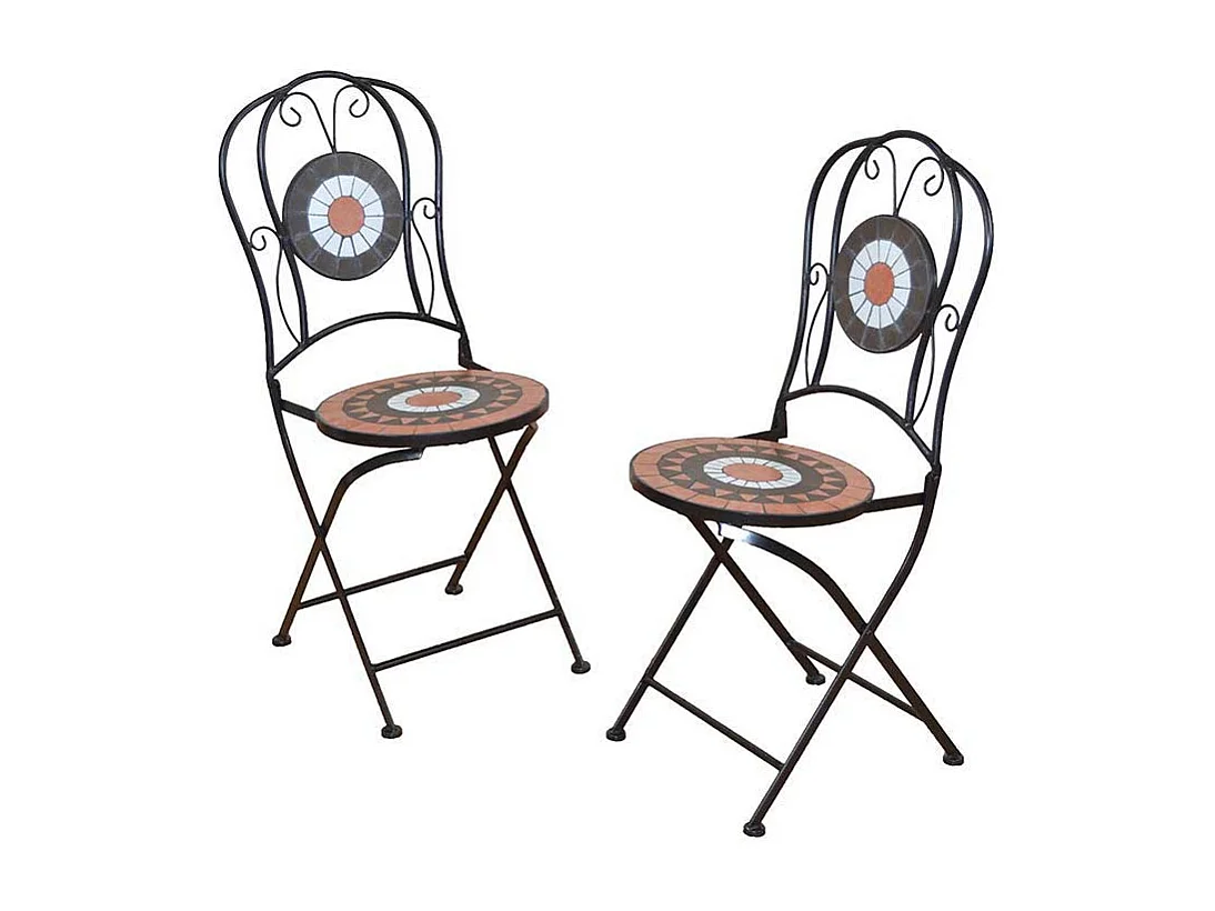 Balkonstuhl in Schwarz Bunt Mosaik Muster (2er Set)