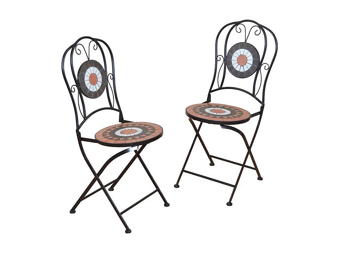 Balkonstuhl in Schwarz Bunt Mosaik Muster (2er Set)