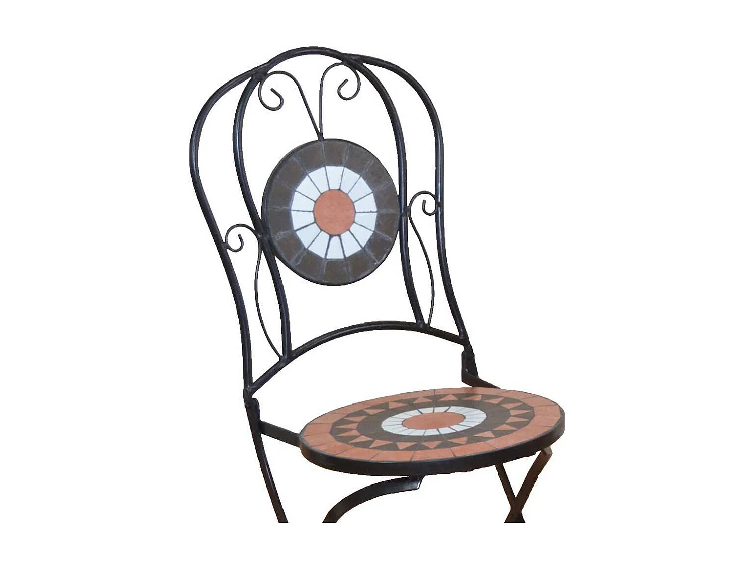 Balkonstuhl in Schwarz Bunt Mosaik Muster (2er Set)