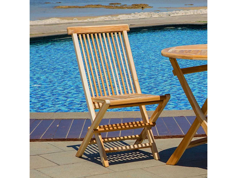 Balkonstühle aus Teak Massivholz klappbar (2er Set)