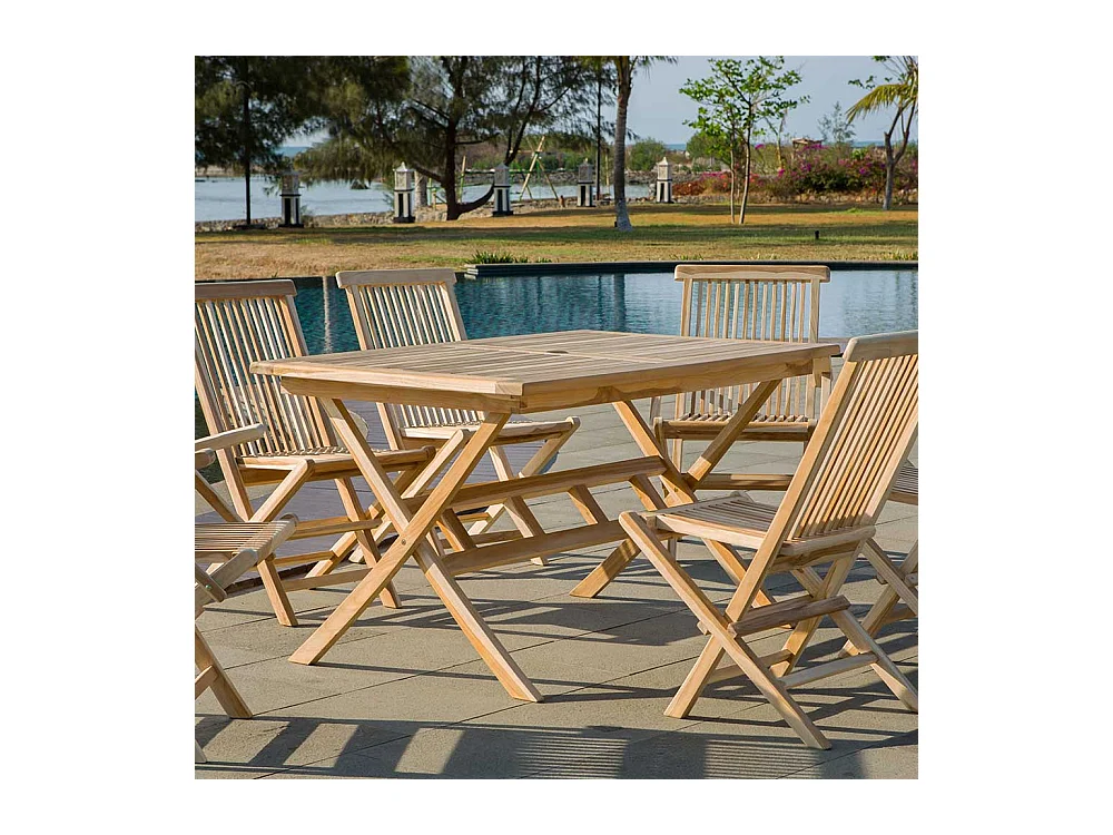Terrassentisch aus Teak Massivholz klappbar