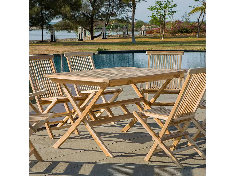 Terrassentisch aus Teak Massivholz klappbar