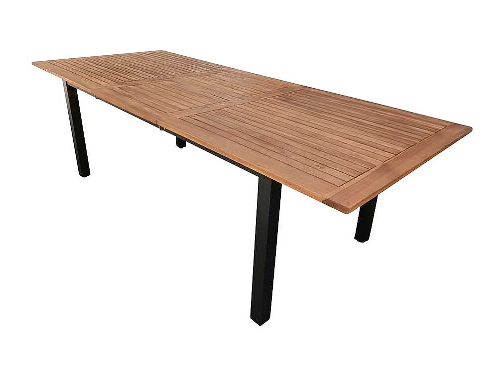 Outdoor Ausziehtisch aus Akazie Massivholz pulverbeschichtetem Aluminium