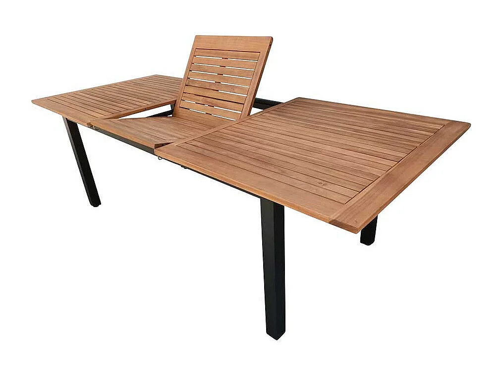 Outdoor Ausziehtisch aus Akazie Massivholz pulverbeschichtetem Aluminium