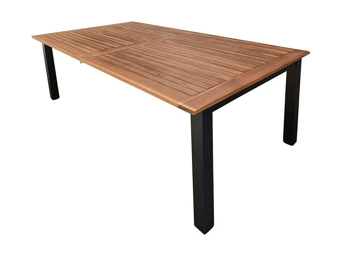 Outdoor Ausziehtisch aus Akazie Massivholz pulverbeschichtetem Aluminium