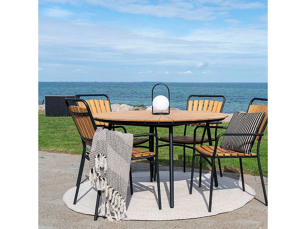 Gartentisch Garten Esstisch aus Teak Massivholz und Metall