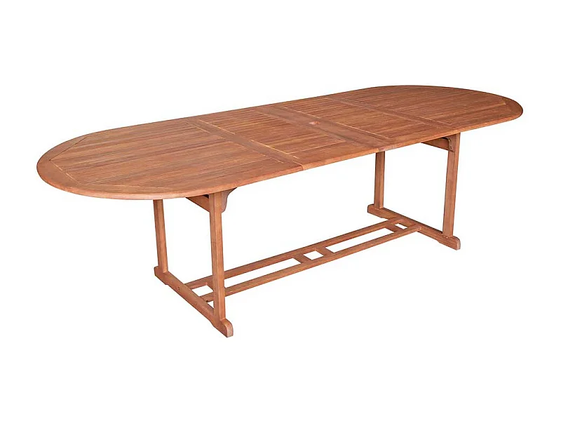 Ausziehbarer Gartentisch aus Eukalyptusholz massiv oval