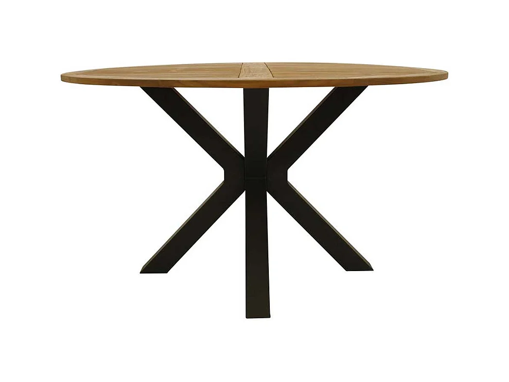 Terrassentisch rund aus Akazie Massivholz und Stahl Spider Gestell