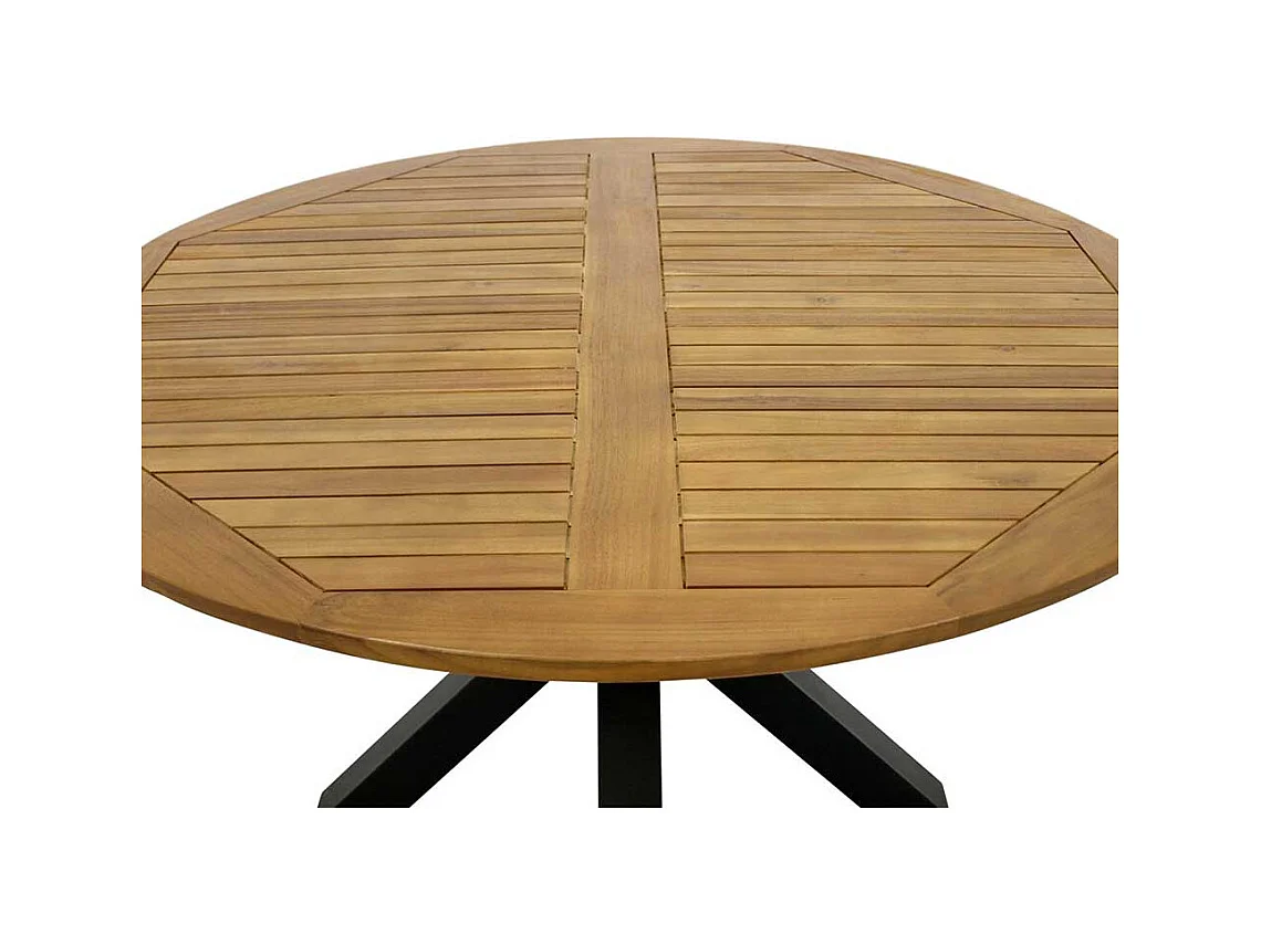 Terrassentisch rund aus Akazie Massivholz und Stahl Spider Gestell