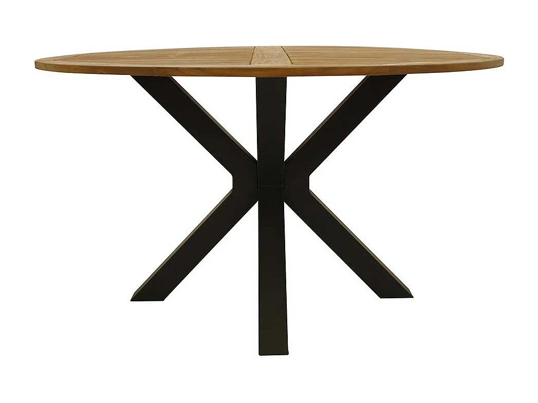 Terrassentisch rund aus Akazie Massivholz und Stahl Spider Gestell