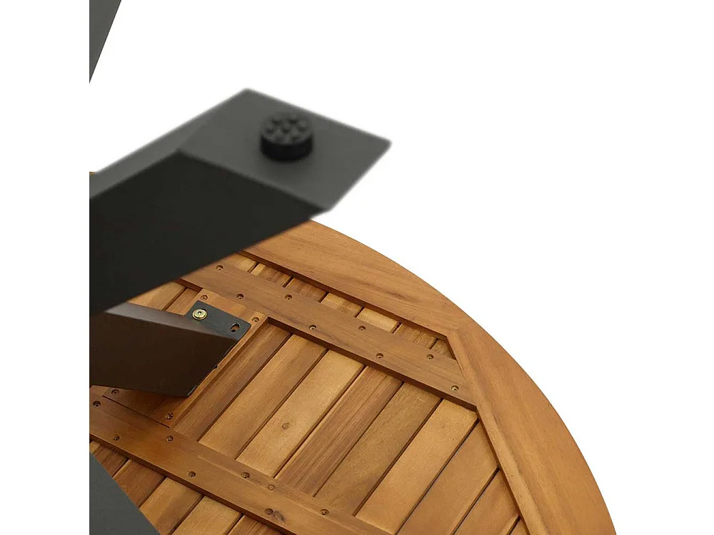 Terrassentisch rund aus Akazie Massivholz und Stahl Spider Gestell