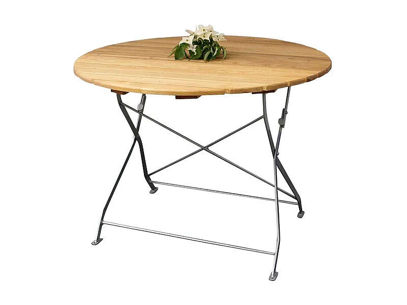 Runder Gartentisch aus Robinie massiv klappbar