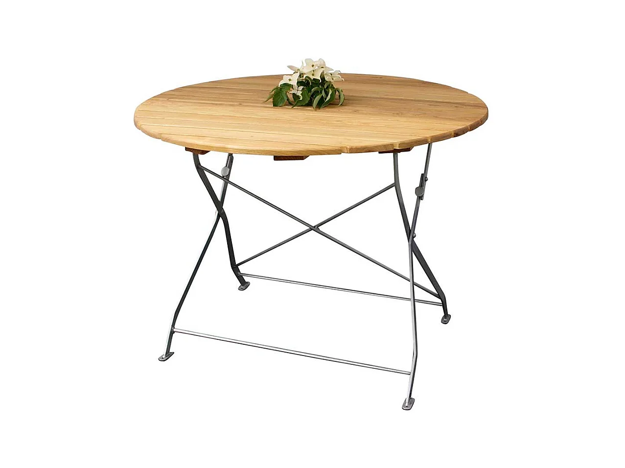 Runder Gartentisch aus Robinie massiv klappbar