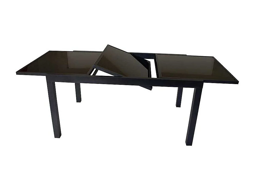Ausziehtisch für Terrasse Schwarzglasplatte