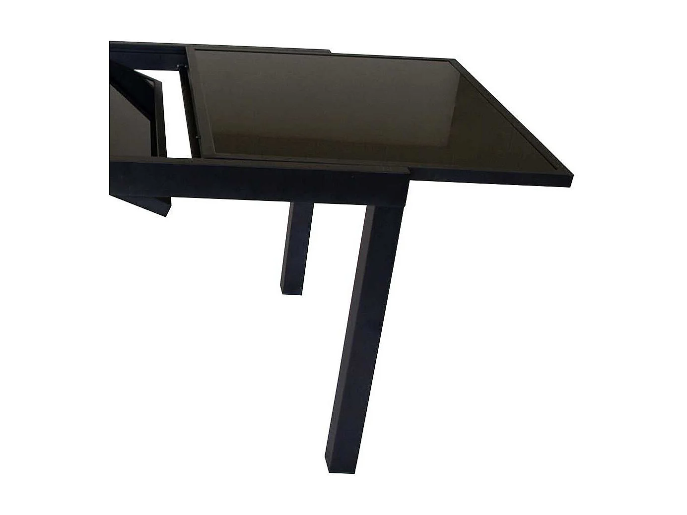 Ausziehtisch für Terrasse Schwarzglasplatte
