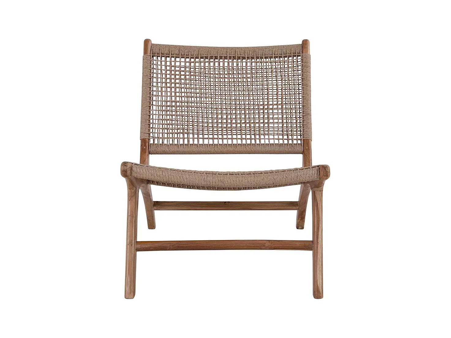 Rattansessel aus Teak Massivholz Kordel Geflecht