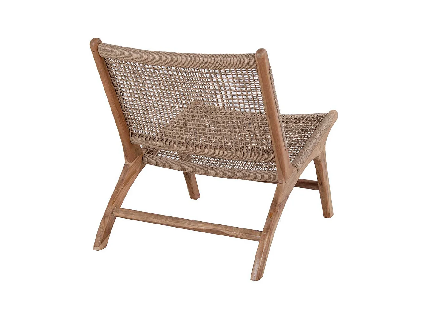 Rattansessel aus Teak Massivholz Kordel Geflecht