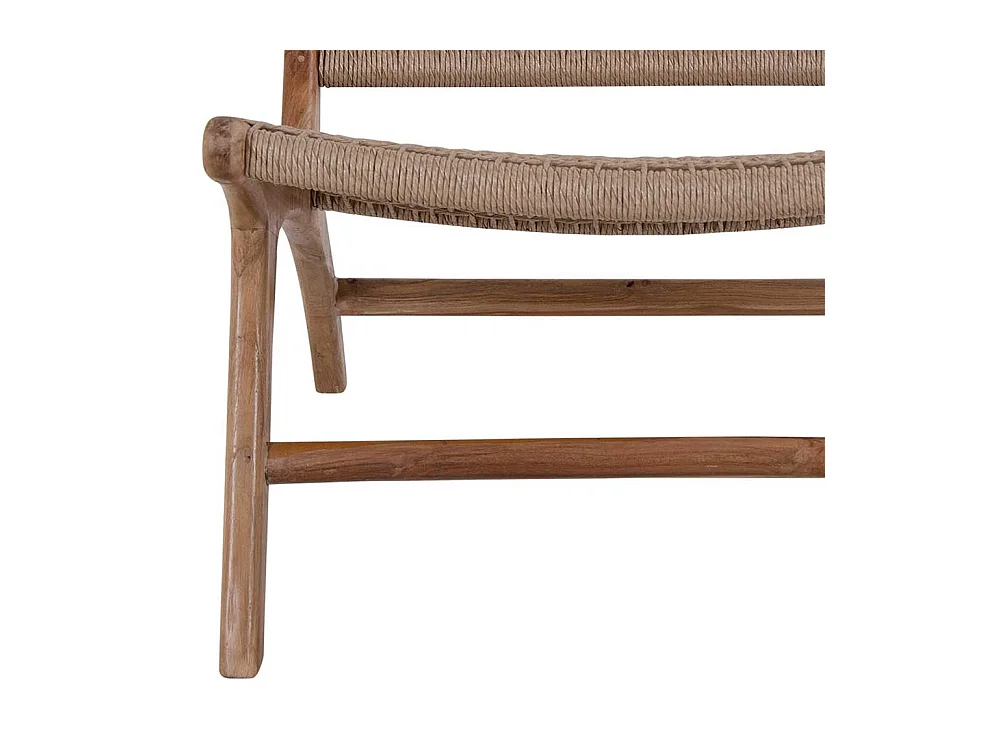 Rattansessel aus Teak Massivholz Kordel Geflecht