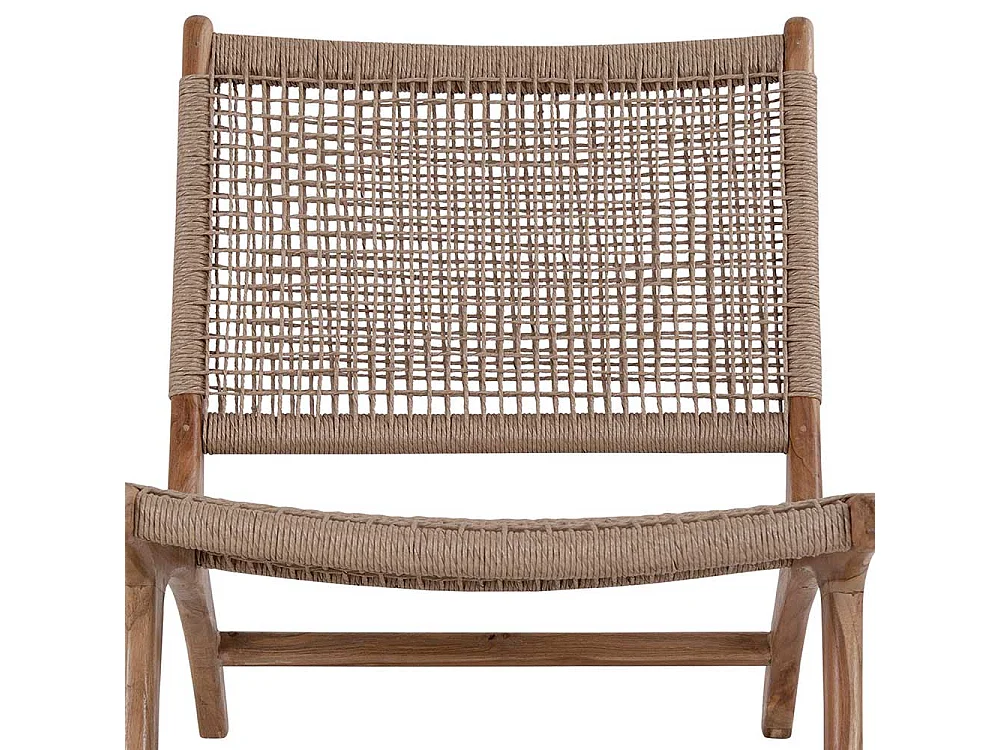 Rattansessel aus Teak Massivholz Kordel Geflecht