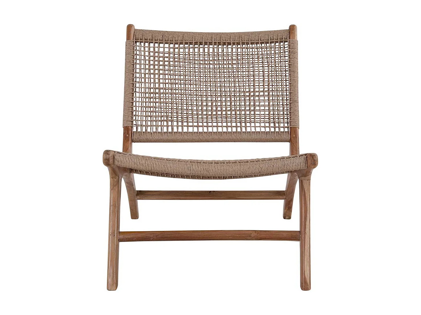 Rattansessel aus Teak Massivholz Kordel Geflecht