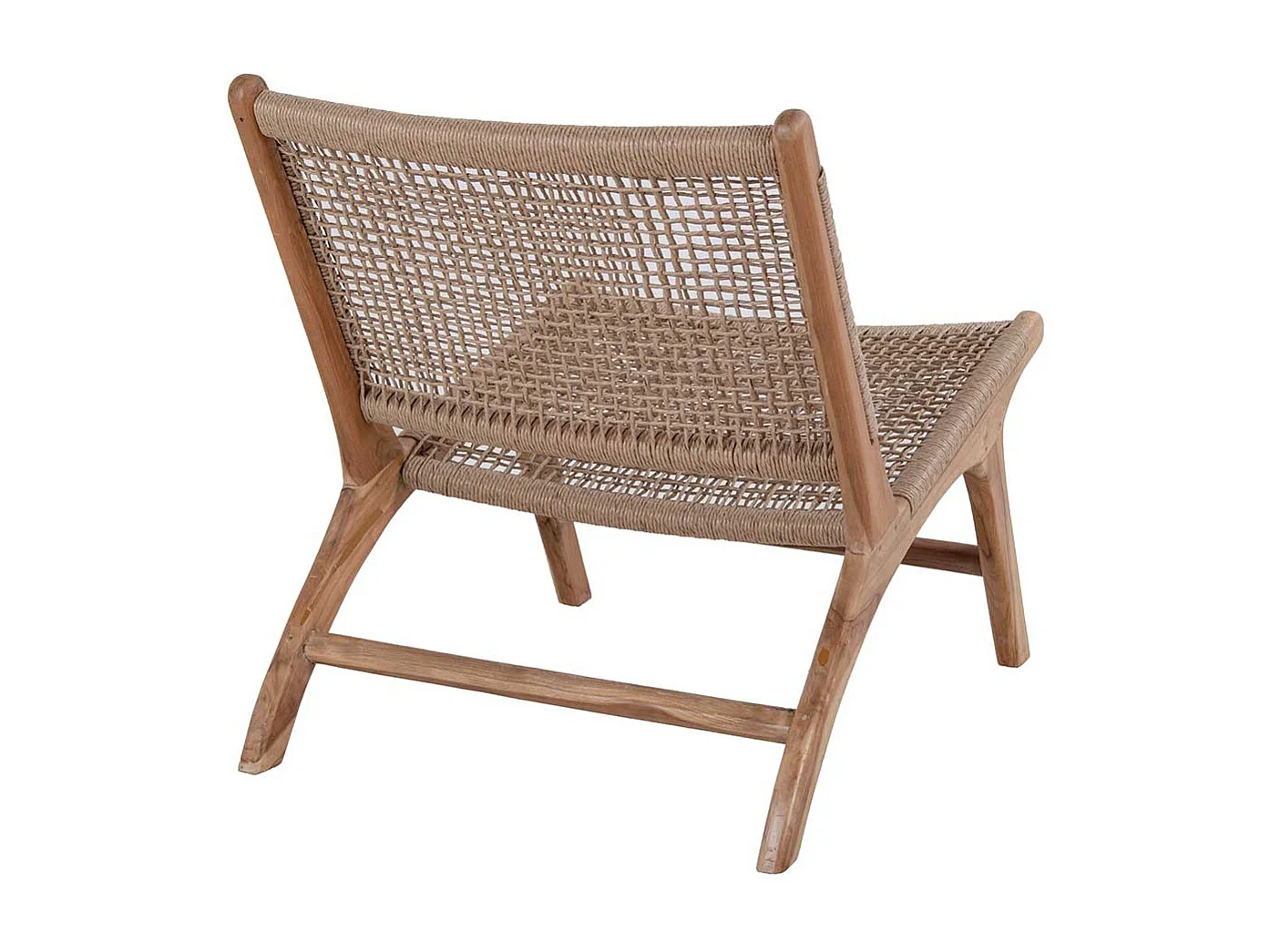 Rattansessel aus Teak Massivholz Kordel Geflecht