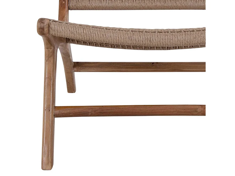 Rattansessel aus Teak Massivholz Kordel Geflecht