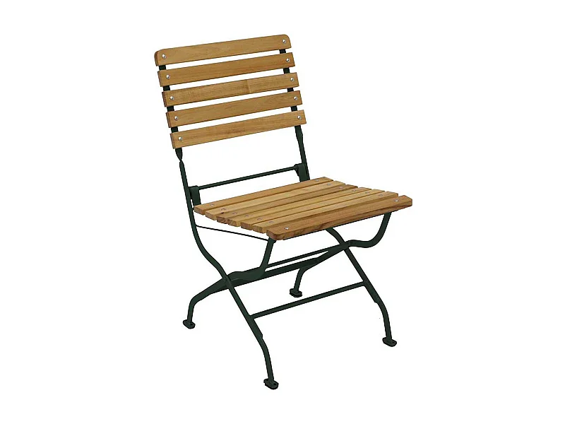 Biergartenstuhl aus Robinie Massivholz und Stahl Metall dunkelgrün