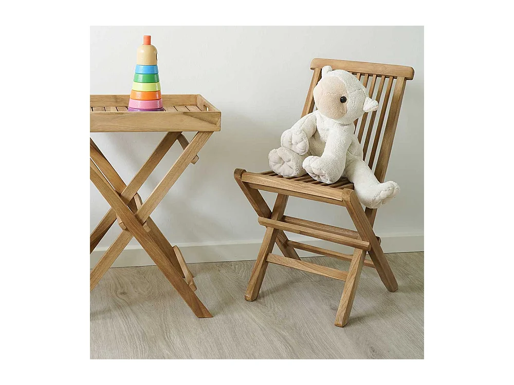 Outdoor Stühle für Kinder aus Teak Massivholz 33 cm Sitzhöhe (2er Set)