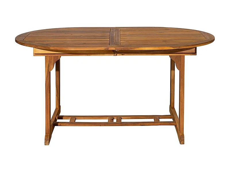 Garten Ausziehtisch aus Akazie Massivholz ovaler Tischplatte